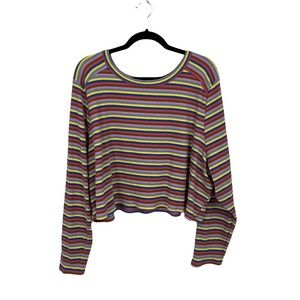 Wild Fable Colorful Ribbed Cropped Stripe Long Sleeve Top Size 4X